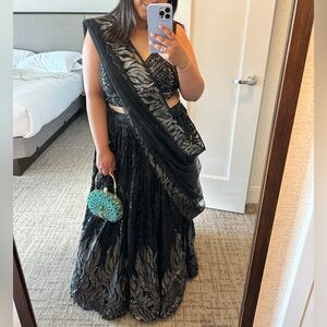 Black shimmery lehenga